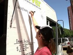 Food Truck Menu Prep Stock Footage