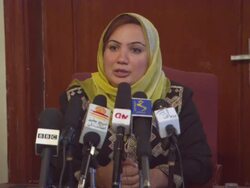 MS Afghani Parliamentarian speaking at press conference / Kabul, Afghanistan Stock Footage