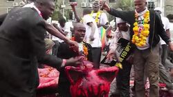 CLEAN : Kenyans protest greedy pig lawmakers News Clip