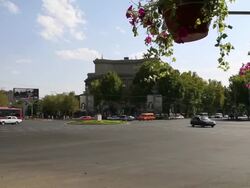 Yerevan, traffic in the France square Stock Footage