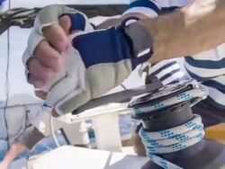 CU Tightening The Sail Stock Footage