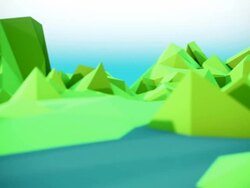 Lowpoly loopable spring mountain panorama Stock Footage