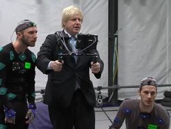 Boris Johnson uses a Motion Capture camera at Boris Johnson announces investment in London's film, TV and animation  at Ealing Film Studios on April 04, 2013 in London, England (Footage by WireImage Video/Getty Images) Stock Footage