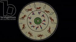 Animated 19th century phenakistoscope with girl and skipping rope and boy bouncing ball Stock Footage