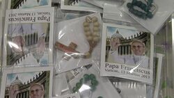 Morning footage from Vatican; newspapers, memorabilia of Pope Francis News Clip