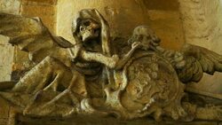 PAN Skeleton and Chronos Sculptures (4K/UHD to HD) Stock Footage