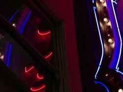 Neon Lights outside of an apartment window Stock Footage