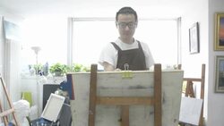 painter painting in studio Stock Footage