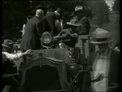 B/W elderly men climbing into military truck / Civil War Veterans Reunion / NO SOUND Stock Footage