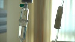 Saline infusion drop in hospital Stock Footage