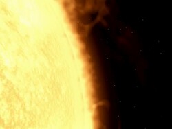 Using the Hubble Space Telescope, for the first time, astronomers have observed the atmosphere of an extrasolar planet evaporating off into space. Stock Footage