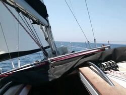 HD: Sailing in the wind with sailboat Stock Footage