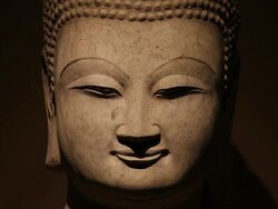 CU Head of buddhist Statue/xian,shaanxi,China Stock Footage