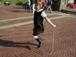 SLO MO MS Girl skipping on skipping rope in Central Park / New York City, New York State, USA Stock Footage
