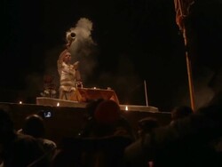 Ganges puja service in Varanasi, India Stock Footage