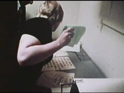 Behind the scenes at ABC News, preparing the scripts Stock Footage