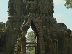 Tilt Up Shot Angkor Thom Siem Reap Cambodia Stock Footage