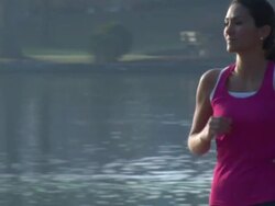 Liliana Runs Right to Left - CU Panning Stock Footage