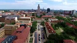 Perfect Center Angle UT tower at Austin Texas Capital Cities University of Texas in 4K Stock Footage