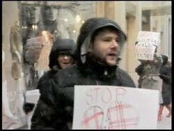 Protest at plans by clothing company Burberry to transfer work abroad News Clip