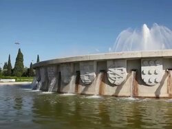Lisbon, fountain in the Imperial park in Belem Stock Footage