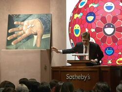 Bono and Damien Hirst Paint the Town Red For Aids In Africa - The (RED) Auction Stock Footage