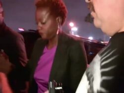 Viola Davis & Julius Tennon at The Book Of Mormon at the Pantages Theatre in Hollywood, 09/12/12 Stock Footage