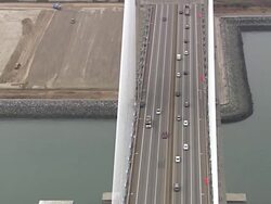 WS AERIAL View of Landscape of Seohae Bridge / Pyeongtaek, Gyeonggi do, South Korea Stock Footage