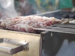 Autumn camping and outdoor barbecue. Stock Footage