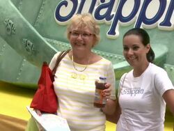 ATMOSPHERE - Participants and signage at Snapple Brings Real Fact To Real Life For Lady Liberty With Help From Nick Cannon Stock Footage