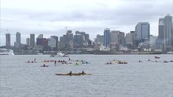 Protesters and flotilla in Seattle harbour News Clip