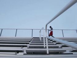 MS Young man working out and exercising on  set of bleachers near  field at dusk / Minneapolis, Minnesota, United States Stock Footage