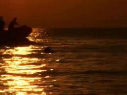 HD: Boat At Sunset Stock Footage