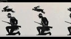 Animated 19th century zoetrope with figure climbing a ladder and eaten by a lamp Stock Footage