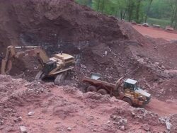 MS Crane working in quarry  / Taben-Rodt, North Rhine- Westphalia, Germany Stock Footage