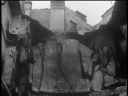 B/W 1939 close up bombed building after German invasion / Warsaw / documentary Stock Footage