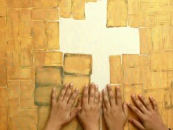 Praying hands seeking God presence with a Cross sign Stock Footage