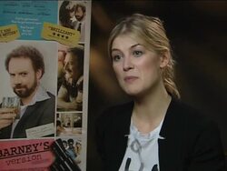 INTERVIEW: Rosamund Pike on the part played by her stage acting experience in representing her character at the Rosamund Pike Interview - Barney's Version at London England. (Footage by WireImage Video/GettyImages) Stock Footage