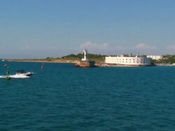 old fort at the entrance to Sevastopol bay Stock Footage