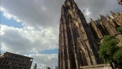 A Gothic tower on the Cologne Cathedral points to the sky. Stock Footage