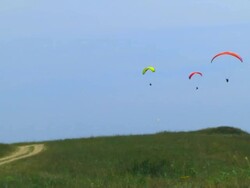 Paragliders in Sky Stock Footage