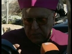 WRAP Latin Patriarch of Jerusalem leaves for Bethlehem; arrival; meets Abbas News Clip