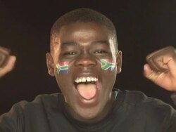 South Africa soccer supporter / Fan - HD & PAL Stock Footage