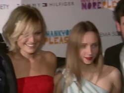 Actor Pablo Schreiber, Actress Malin Akerman, Actress Zoe Kazan, Director Josh Radnor and Actor Michael Algieri (Front) Stock Footage