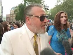 INTERVIEW: Ray Winstone on Allen Leech , Ronnie Fox, Sushi, sake and fun on the set at The Sweeney European Premiere at Vue Leicester Square on September 03, 2012 in London, England (Footage by WireImage Video/Getty Images) Stock Footage