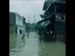 SYND 22 8 77  MONSOON RAIN BY TYPHOON IBANG FLOODS VILLAGES News Clip