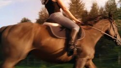 Young Women Horse Sunlight Farm Paddock Slow Motion Stock Footage