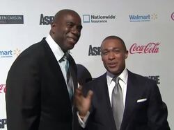 Earvin 'Magic' Johnson and T.J. Holmes at "ASPiRE" Television Network Launch Event Stock Footage