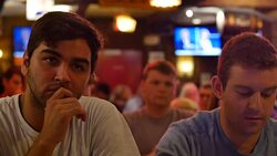 Debate viewers in Indiana react while watching on TV as Donald Trump and Hillary Clinton debate for the second time in St. Louis Stock Footage