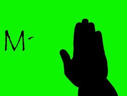 Silhouette persons hand over marketing Writing animation green screen Stock Footage